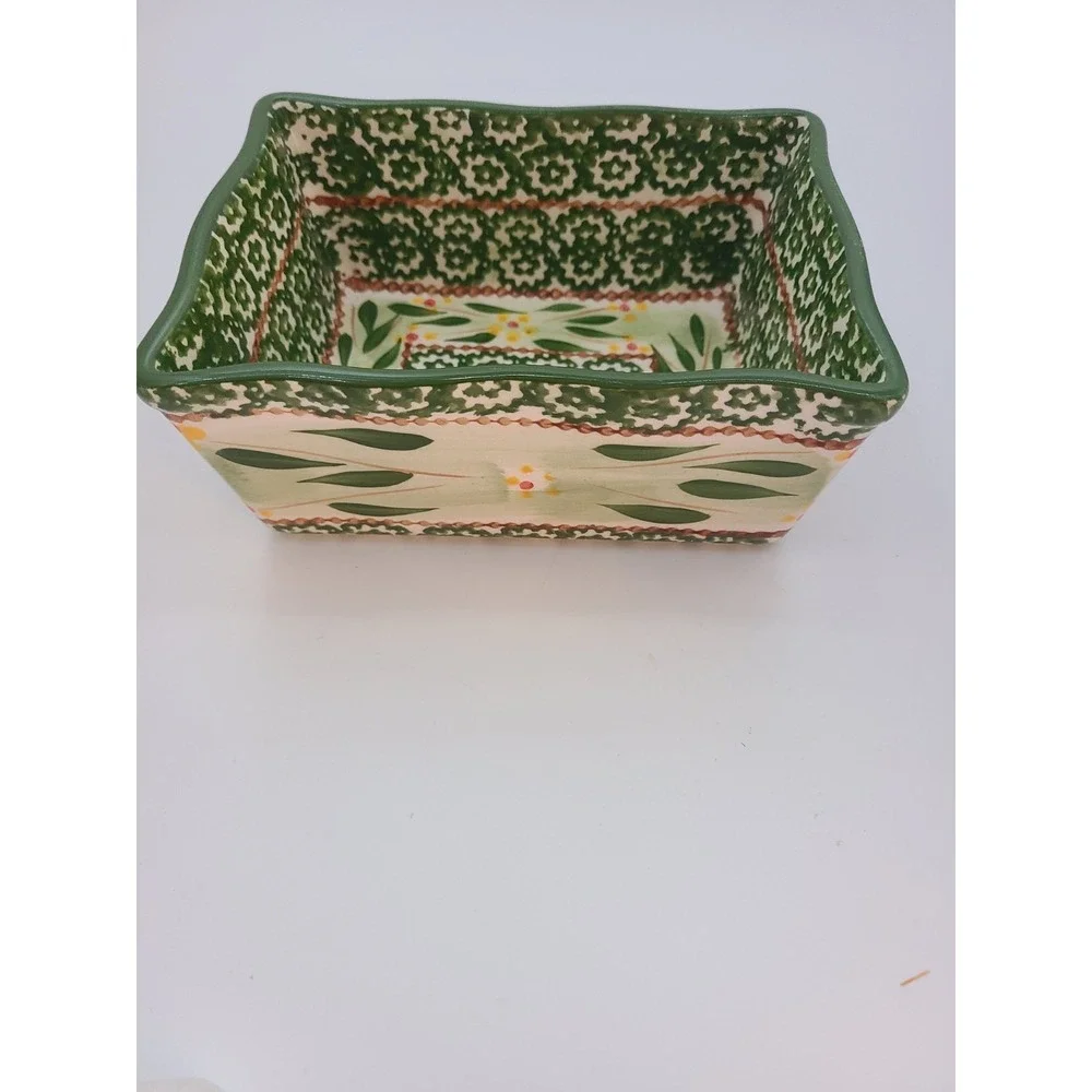 Temp-tations Old World Green Scalloped Edge Ceramic Baker
